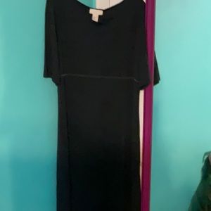 Light black midi dress short sleeve